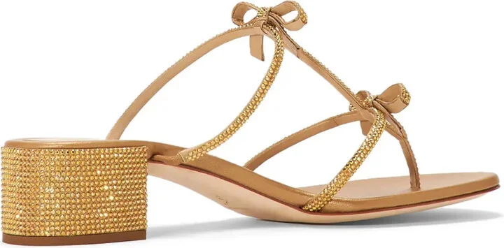 Rhinestone-Embellished Leather Sandals - Image 3