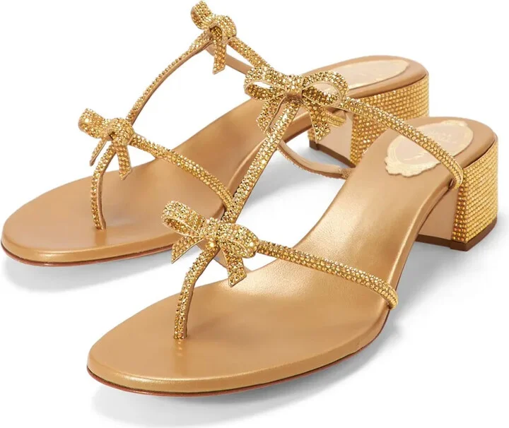 Rhinestone-Embellished Leather Sandals - Image 4