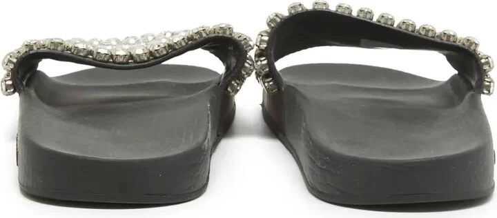 Rhinestone-Embellished Leather Sandals - Image 3