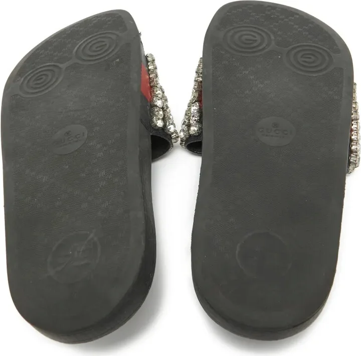 Rhinestone-Embellished Leather Sandals - Image 4