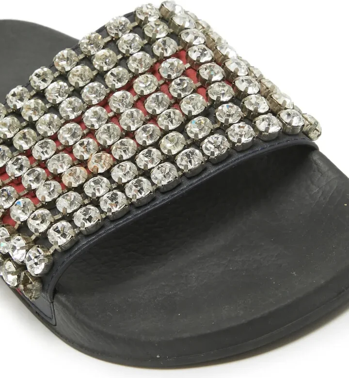 Rhinestone-Embellished Leather Sandals - Image 5