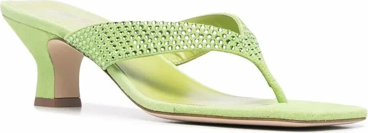 Rhinestone-Embellished Leather Sandals - Image 2