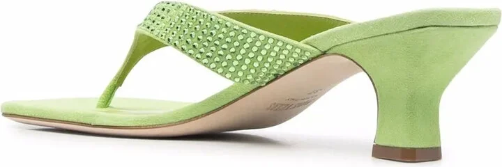 Rhinestone-Embellished Leather Sandals - Image 3