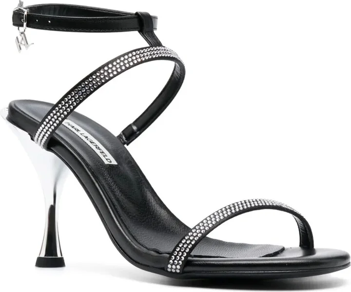 Rhinestone-Embellished Leather Sandals - Image 2