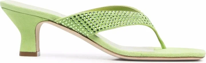 Rhinestone-Embellished Leather Sandals