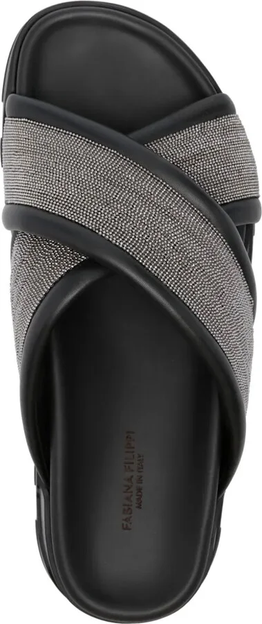 Rhinestone-Embellished Leather Slides - Image 4