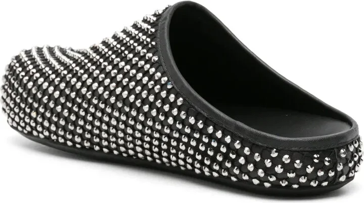 Rhinestone-Embellished Leather Slippers - Image 3