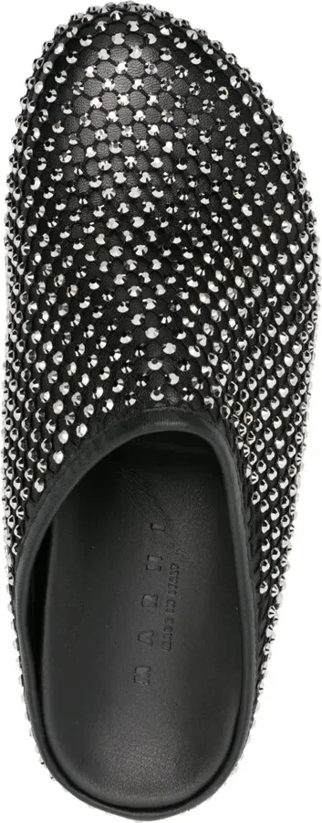 Rhinestone-Embellished Leather Slippers - Image 4