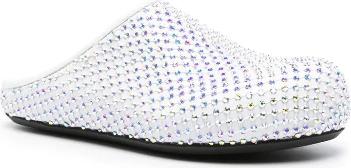 Rhinestone-Embellished Leather Slippers - Image 2