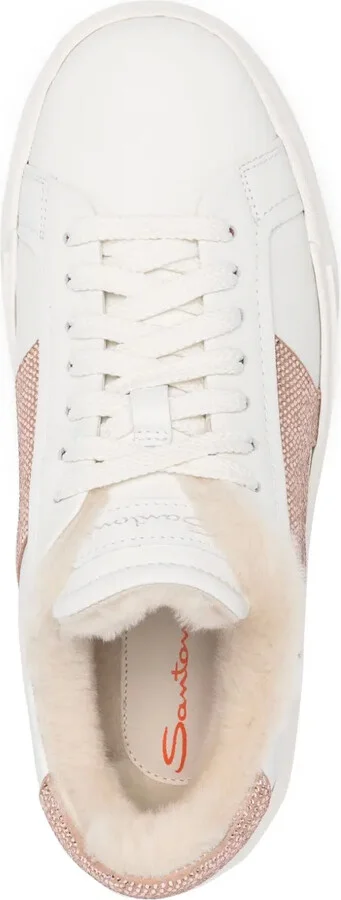Rhinestone-Embellished Leather Sneakers - Image 4