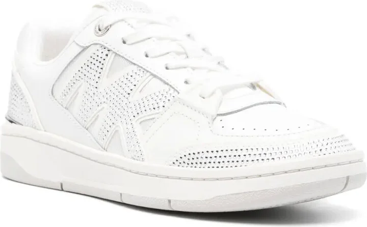 Rhinestone-Embellished Leather Sneakers - Image 2