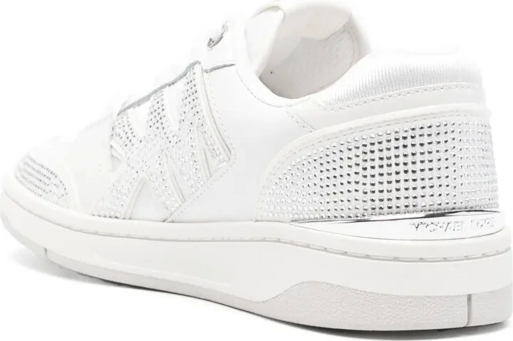 Rhinestone-Embellished Leather Sneakers - Image 3