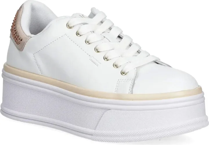 Rhinestone-Embellished Leather Sneakers - Image 2