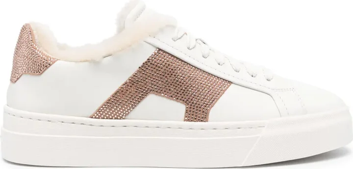 Rhinestone-Embellished Leather Sneakers