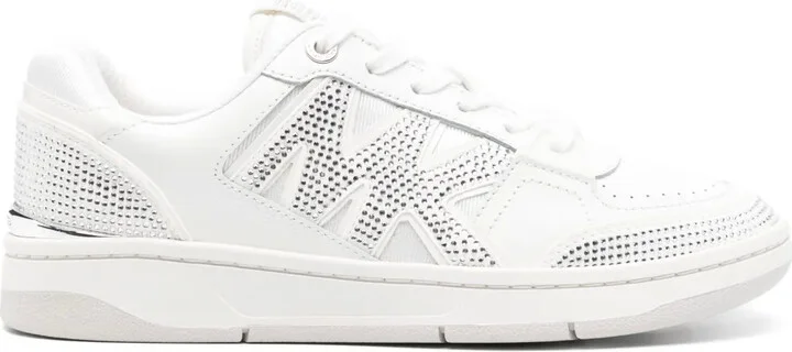 Rhinestone-Embellished Leather Sneakers