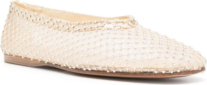 Rhinestone-Embellished Mesh Ballerina Shoes - Image 2