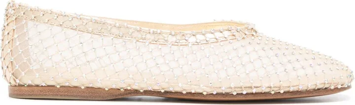 Rhinestone-Embellished Mesh Ballerina Shoes