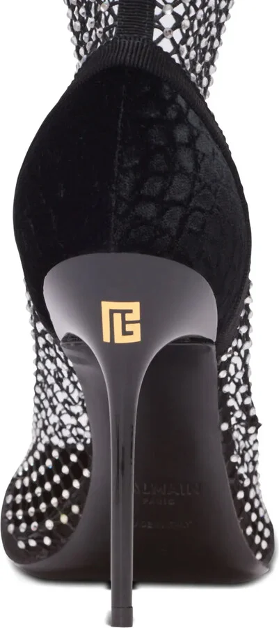 Rhinestone-Embellished Mesh Booties - Image 4