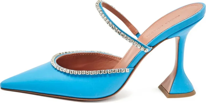 Rhinestone-Embellished Pointed Mules