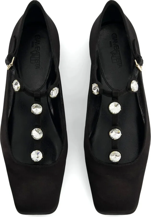 Rhinestone-Embellished Satin Ballerina Shoes - Image 3