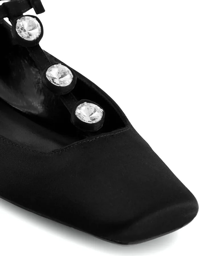 Rhinestone-Embellished Satin Ballerina Shoes - Image 5