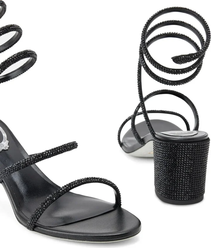 Rhinestone-Embellished Satin Sandals - Image 4