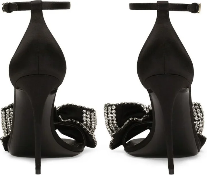 Rhinestone-Embellished Satin Sandals - Image 3
