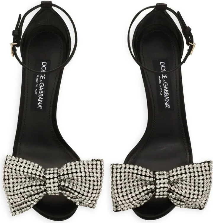 Rhinestone-Embellished Satin Sandals - Image 4