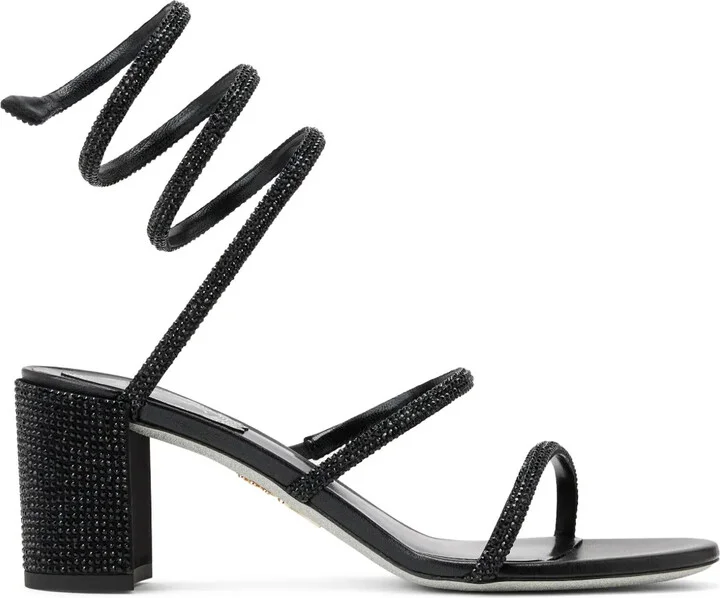 Rhinestone-Embellished Satin Sandals