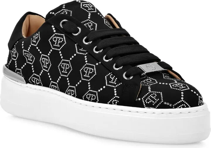 Rhinestone-Embellished Satin Sneakers - Image 2