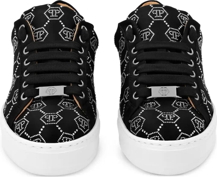 Rhinestone-Embellished Satin Sneakers - Image 3