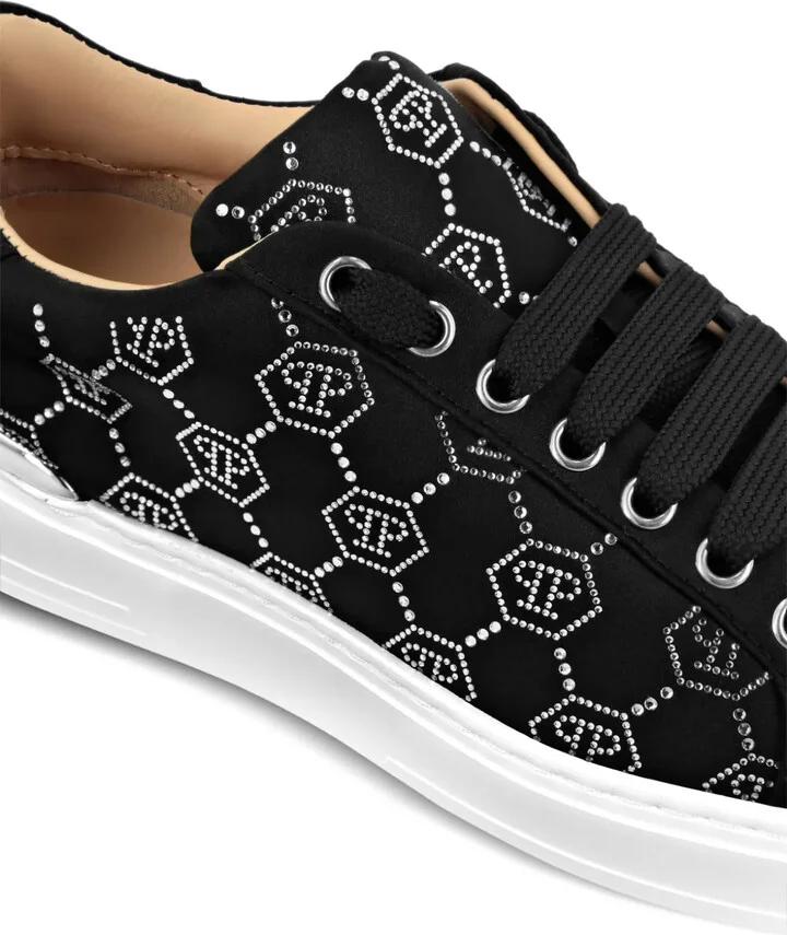 Rhinestone-Embellished Satin Sneakers - Image 5