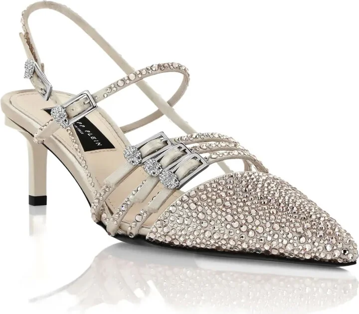 Rhinestone-Embellished Slingback Pumps - Image 2