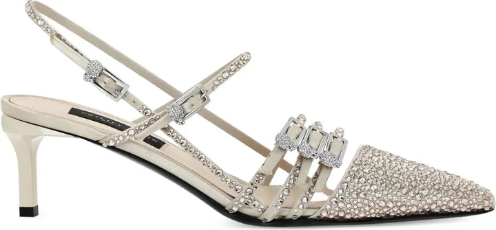 Rhinestone-Embellished Slingback Pumps