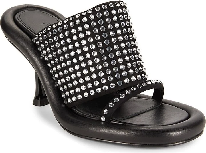 Rhinestone Embellished Suede Sandals - Image 2