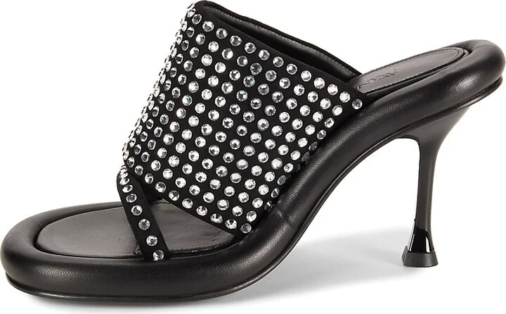 Rhinestone Embellished Suede Sandals - Image 4