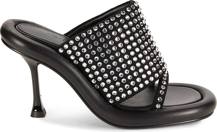 Rhinestone Embellished Suede Sandals