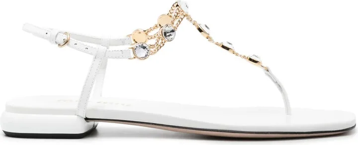 Rhinestone-Embellished Thong Sandals
