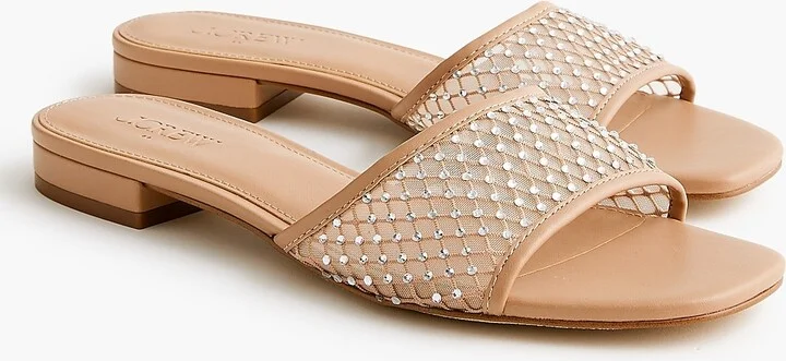 Rhinestone mesh slide sandals