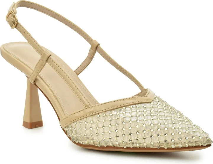 Rhinestone Mesh Slingback Pump