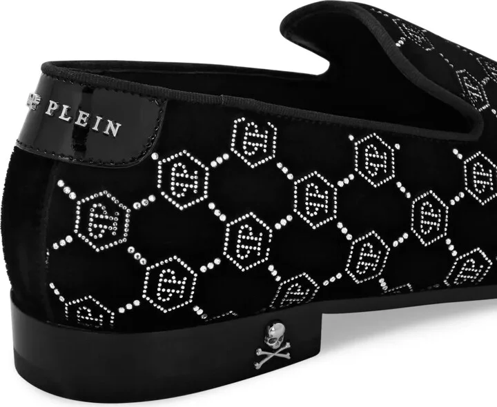 Rhinestone-Monogram Velvet Loafers - Image 4