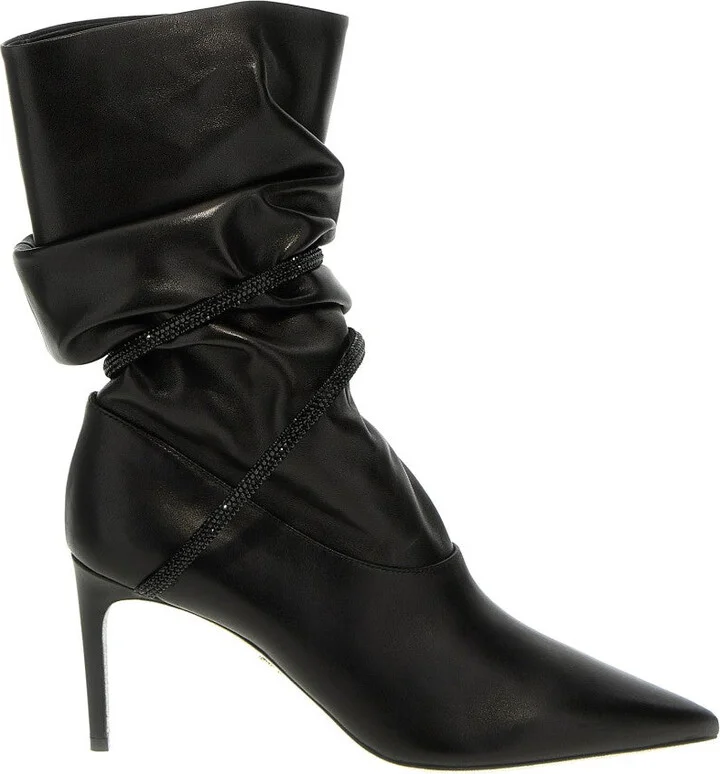 Rhinestone Nappa Ankle Boots