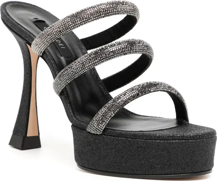 Rhinestone-Strap Heeled Mule Sandals - Image 2