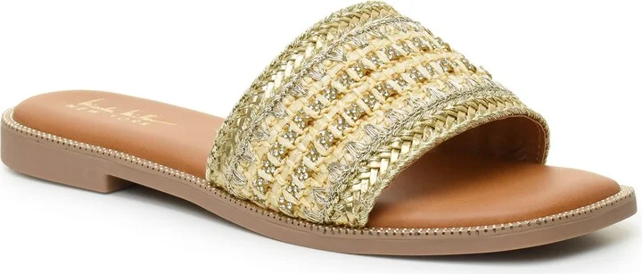 Rhinestone Woven Slide Sandal