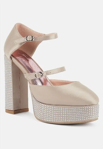 Rhinestones Embellished Platform Mary Jane Sandals Women - Image 2