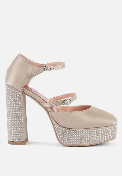 Rhinestones Embellished Platform Mary Jane Sandals Women