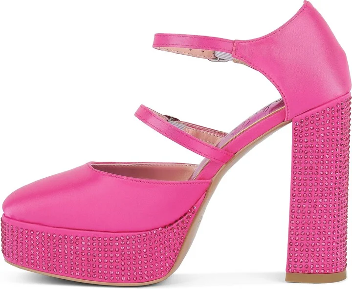 Rhinstone Embellished Platform Mary Jane Pump - Image 10