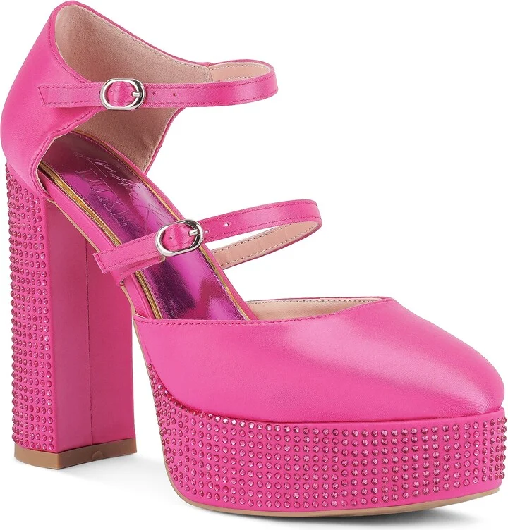Rhinstone Embellished Platform Mary Jane Pump