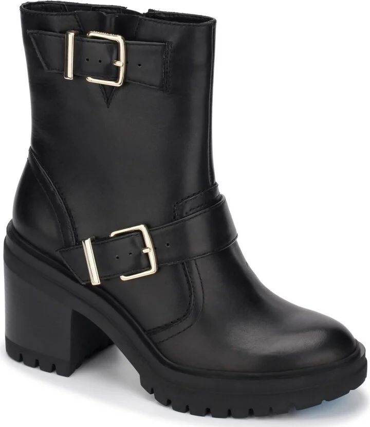 RHODE HEEL BUCKLE Womens FAUX LEATHER CASUAL Ankle Boots