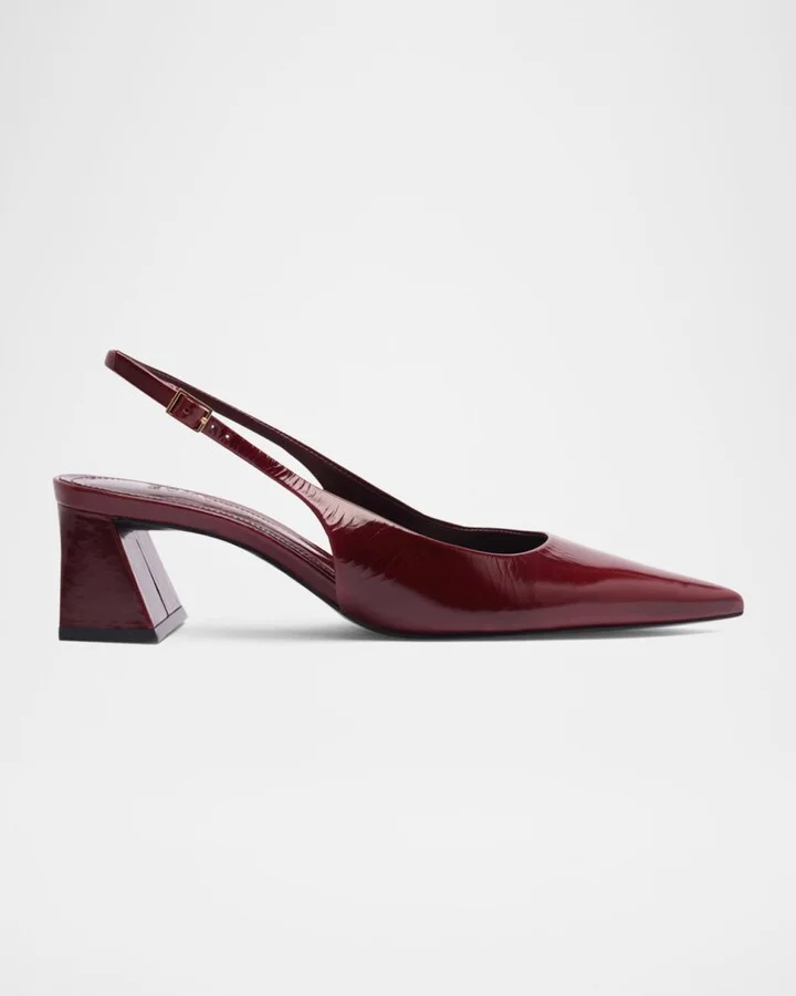 Rhonda Patent Leather Slingback Mid Pumps